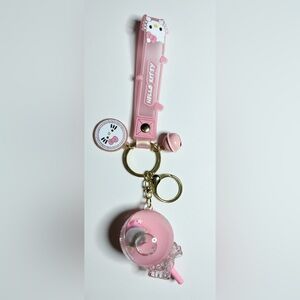 Hello Kitty Pink Strap Keychain with Bell Charm